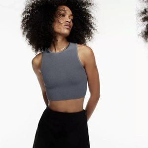 Babaton Sculpt Knit Racer Cropped Tank - Echo Grey - L